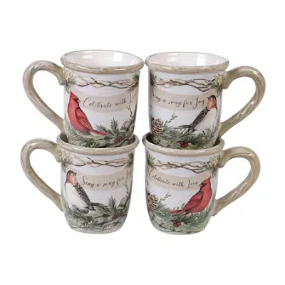 Certified International Holly And Ivy 4-pc. Holiday Coffee Mug In Multi