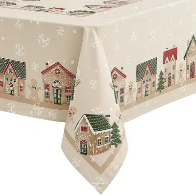 Avanti Gingerbread Village Holiday Tablecloth In Sand