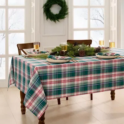 Elrene Home Fashions Holiday Fireside Plaid Tablecloth In Multi