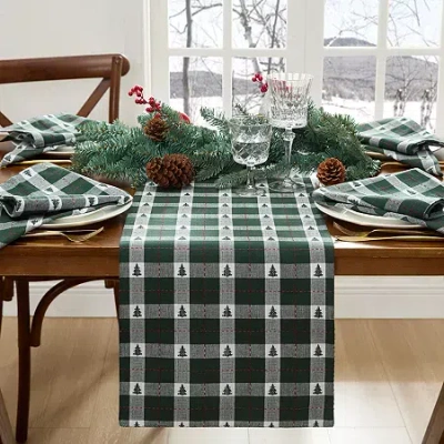 Elrene Home Fashions Sherwood Tree Dobby Cotton Table Runner In Green