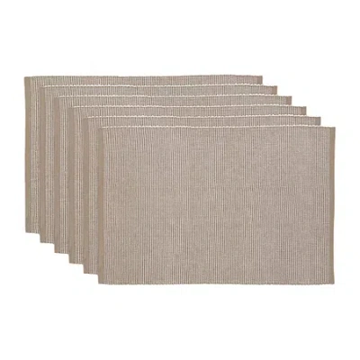 Design Imports Stone & White 2-tone Ribbed 6-pc. Table Linen Set In White