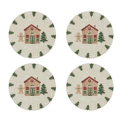 Avanti Gingerbread Village Holiday Round 4-pc. Placemat In Sand