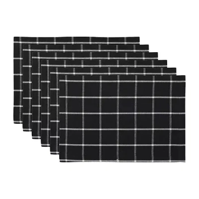 Design Imports Black Check 6-pc. Table Linen Set In Black