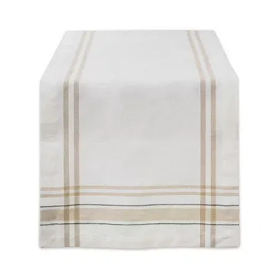Tickled Pink 72" X 14" Chambray French Stripe Table Runner In White