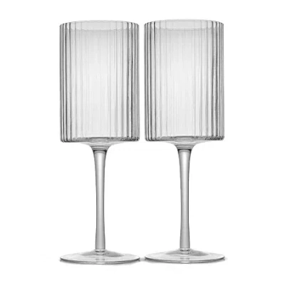 Joyjolt Elle Red Wine 2-pc. Wine Glass In White