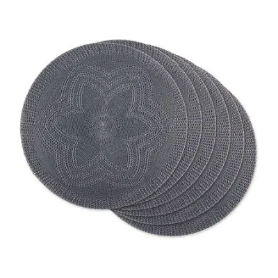 Design Imports Floral Woven Round 6-pc. Placemats In Gray