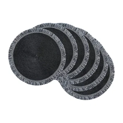 Design Imports Round 6-pc. Fringed Placemat In Black