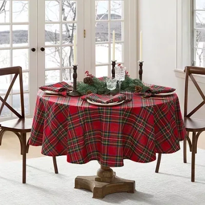 Elrene Home Fashions Stowe Tartan Holiday Plaid Oval/round Tablecloths In Red