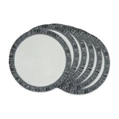 Design Imports Round 6-pc. Fringed Placemat In White