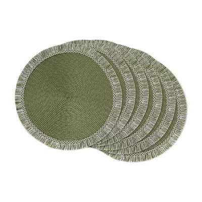 Design Imports Round 6-pc. Fringed Placemat In Green