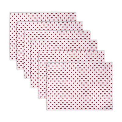 Design Imports Lil Hearts Ribbed 6-pc. Placemat In Red