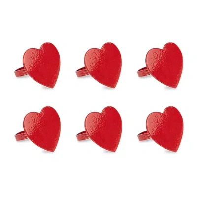 Design Imports Red Heart 6-pc. Napkin Rings In Red