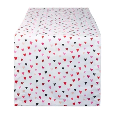 Design Imports Confetti Hearts Print Table Runner In Multi