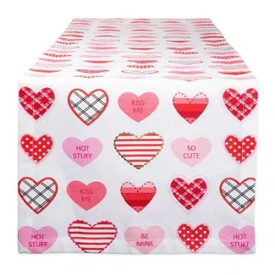 Design Imports Sweet Hearts Print Table Runner In Multi