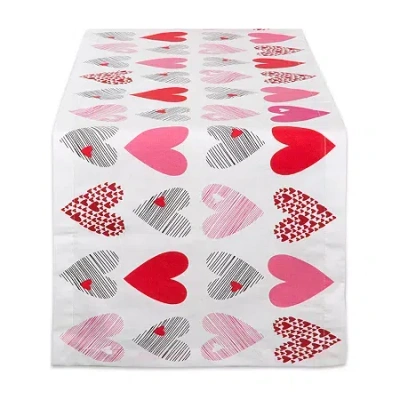 Design Imports Hearts Collage Print Table Runner In Multi