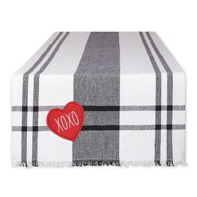 Design Imports Heart Xoxo Plaid Table Runner In Multi