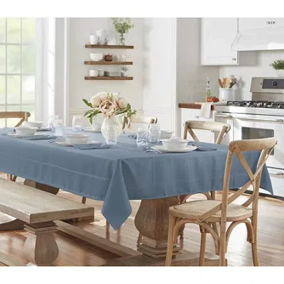Elrene Home Fashions Elegance Plaid Jacquard Tablecloth In Blue