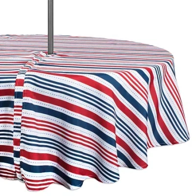 Design Imports Patriotic Stripe Outdoor Umbrella Tablecloth In Multi