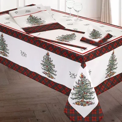 Spode Christmas Tree Tartan Tablecloth In Multi