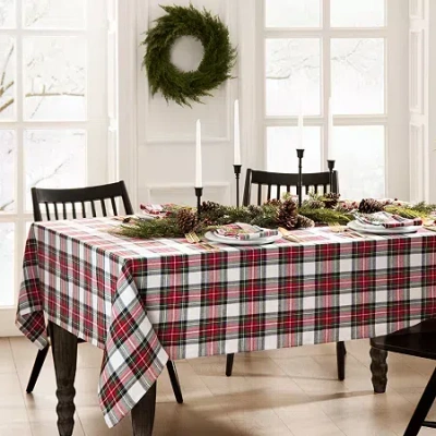 Elrene Home Fashions Christmas Plaid Tablecloth In Red