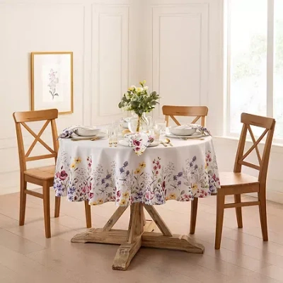 Elrene Home Fashions Elrene Home Fashion Poppy Wildflower 70" Round Tablecloth In White