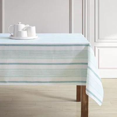 Laura Ashley Easy Care Tablecloth - Teal Stripe In Blue