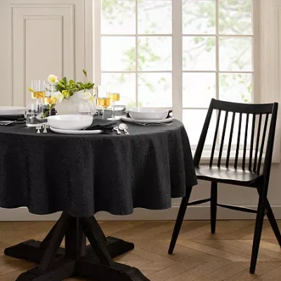 Elrene Home Fashions Water & Stain Resistant Continental Tablecloth In Black