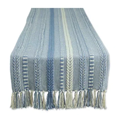 Design Imports Farmhouse Braided Stripe Table Runner In Blue