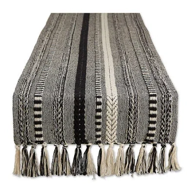 Design Imports Farmhouse Braided Stripe Table Runner In Black