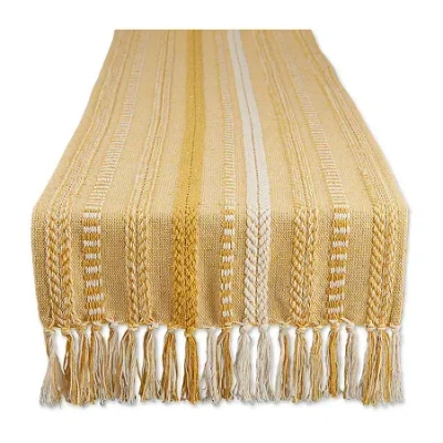 Design Imports Farmhouse Braided Stripe Table Runner In Yellow