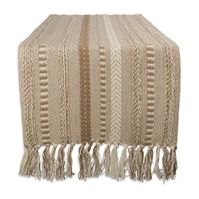 Design Imports Farmhouse Braided Stripe Table Runner In Gray
