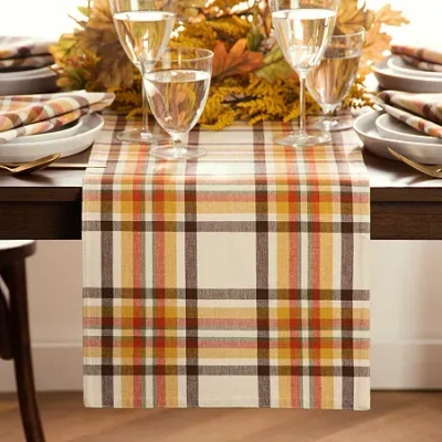 Elrene Home Fashions Harvest Russet Plaid Table Runner In Brown