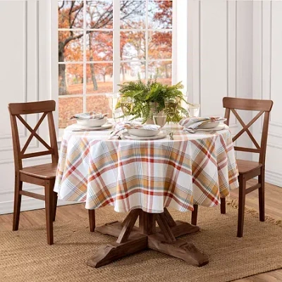 Elrene Home Fashions Seneca Plaid Harvest Cotton Round/oval Tablecloth In Red