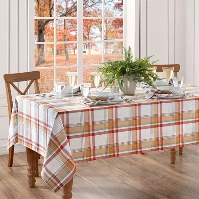 Elrene Home Fashions Seneca Plaid Harvest Cotton Rectangle Tablecloth In Red