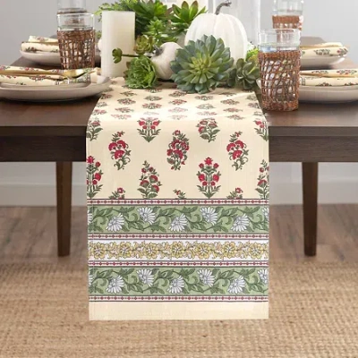 Elrene Home Fashions Nomad Harvest Block Print Table Runner In Green