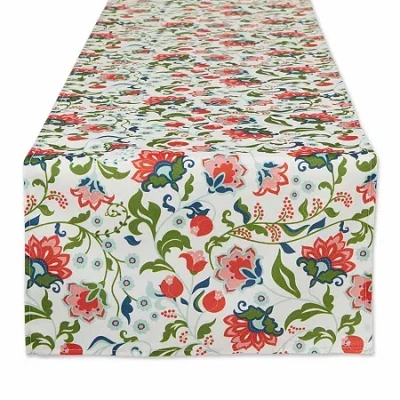 Design Imports Garden Floral Print Outdoor Table Runner In Sand