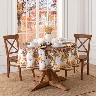 Elrene Home Fashions Wheatland Harvest Fall Round/oval Tablecloth In Brown