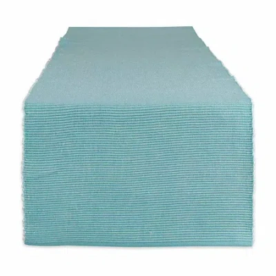 Design Imports Aqua/white 2-tone Ribbed Table Runner In Blue
