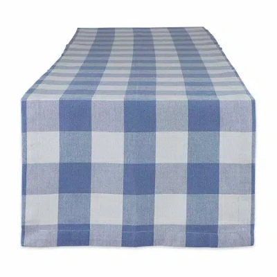 Design Imports Stonewash Blue Buffalo Check Table Runner In Blue