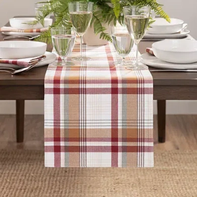 Elrene Home Fashions Seneca Plaid Harvest Cotton Table Runner In Red