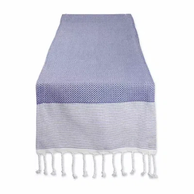 Design Imports French Blue Bordered Dobby Table Runner In Blue