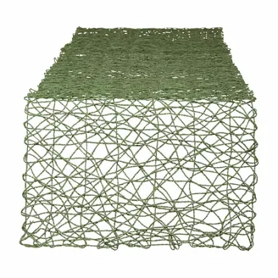Design Imports Artichoke Woven Paper Table Runner In Green