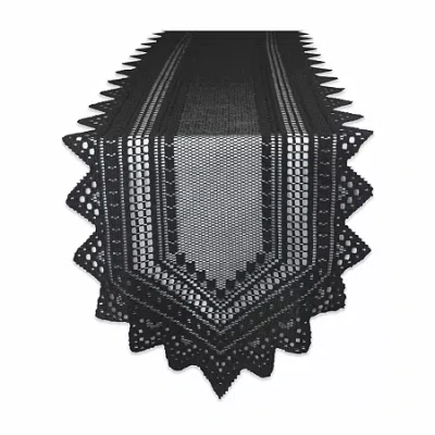 Design Imports Black Nordic Lace Table Runner In Black