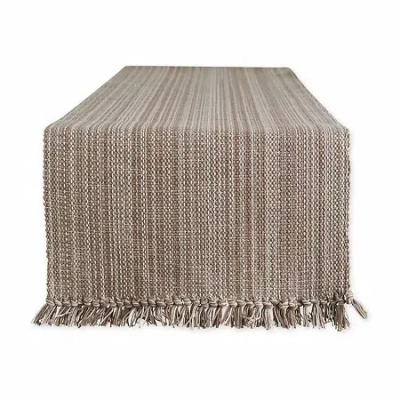Design Imports Mushroom Variegated Fringe Table Runner In Brown