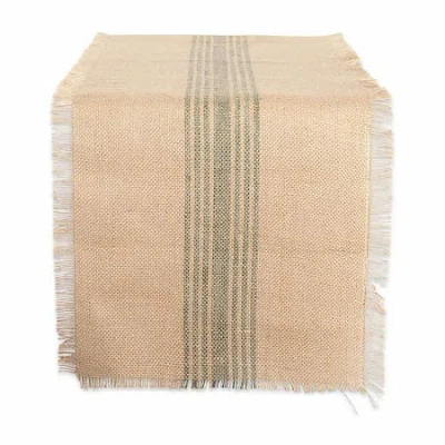 Design Imports Mineral Middle Stripe Burlap Table Runner In Brown