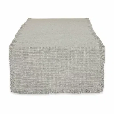 Design Imports Light Rain Basket Fringe Table Runner In Blue