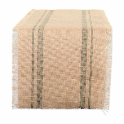 Design Imports Mineral Double Border Burlap Table Runner In Brown