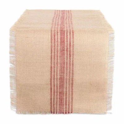 Design Imports Mineral Middle Stripe Burlap Table Runner In Red