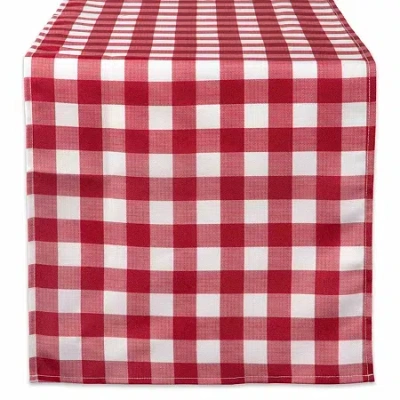 Design Imports Tango Red Check Outdoor Table Runner In Red
