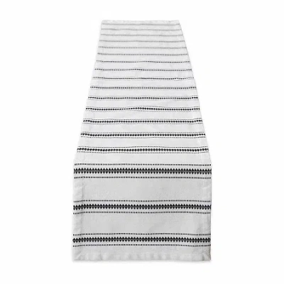 Design Imports Black Zig Dobby Stripe Table Runner In Black